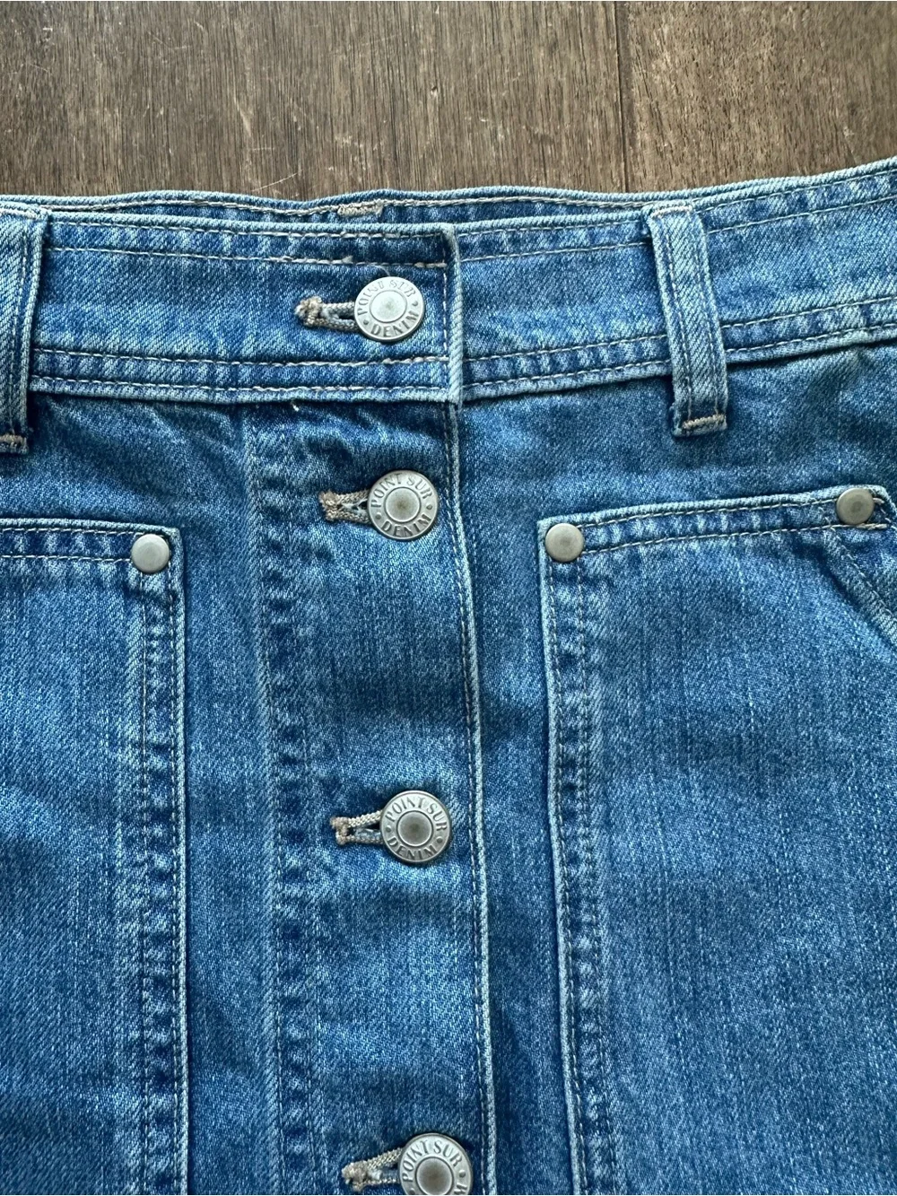 Point Sur J. Crew Blue Button-Front Denim Pencil Skirt